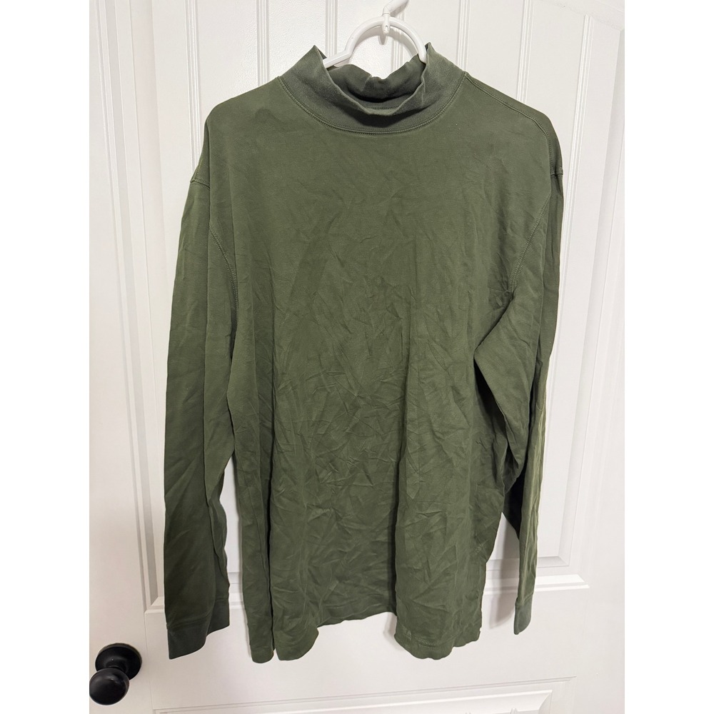 L.L.Bean Shirt Mens XL Tall 0KV62 Mock Neck Long Sleeve Olive Green EUC